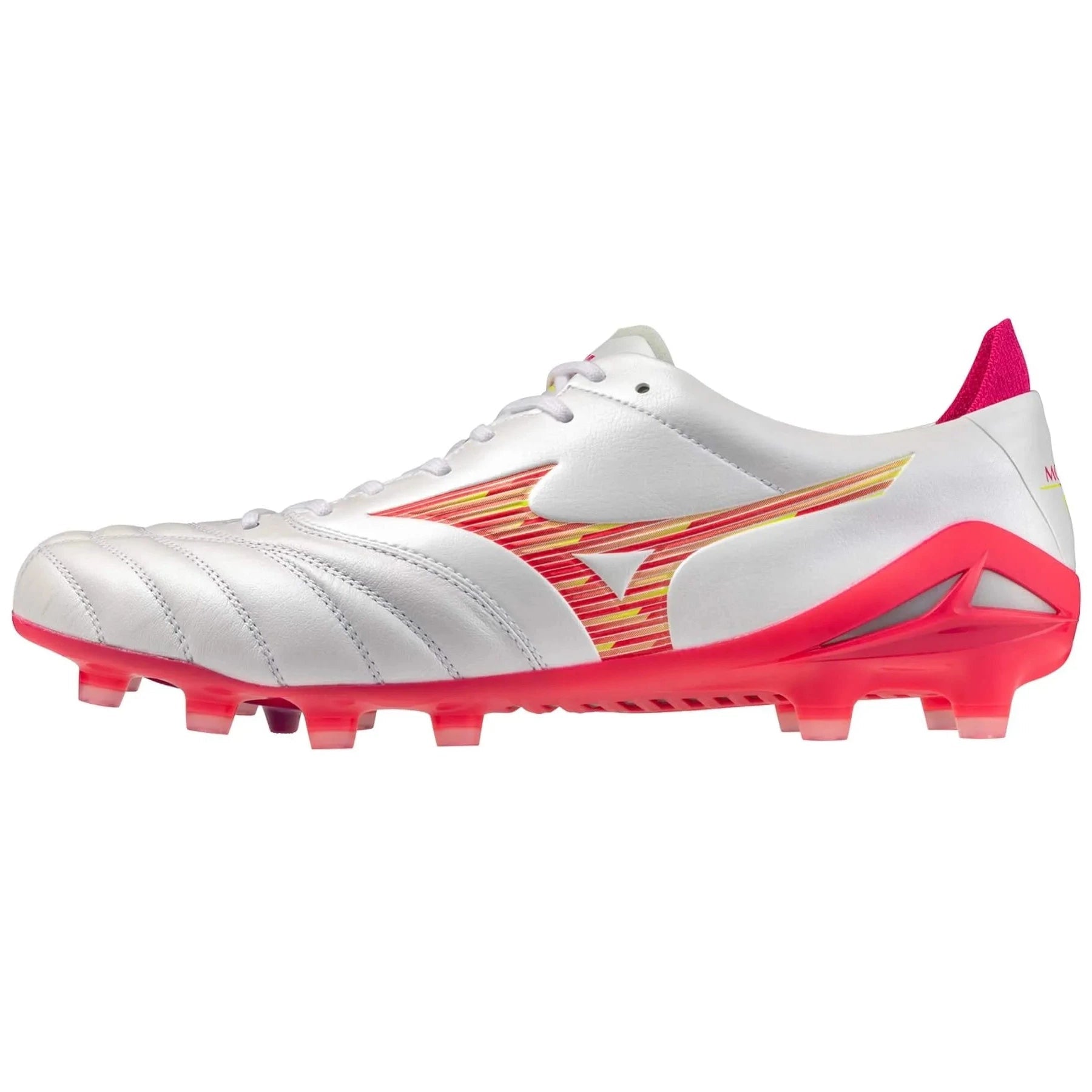  Morelia サッカーシューズ ホワイト/ピンク/グリーン Mizuno Morelia Neo IV Elite Firm Ground Soccer Cleats - Blazing