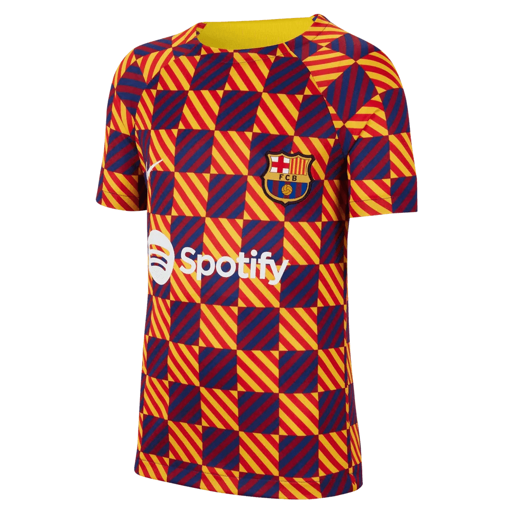 Nike 2022-23 FC Barcelona Youth Pre-Match Shirt - Yellow - Red