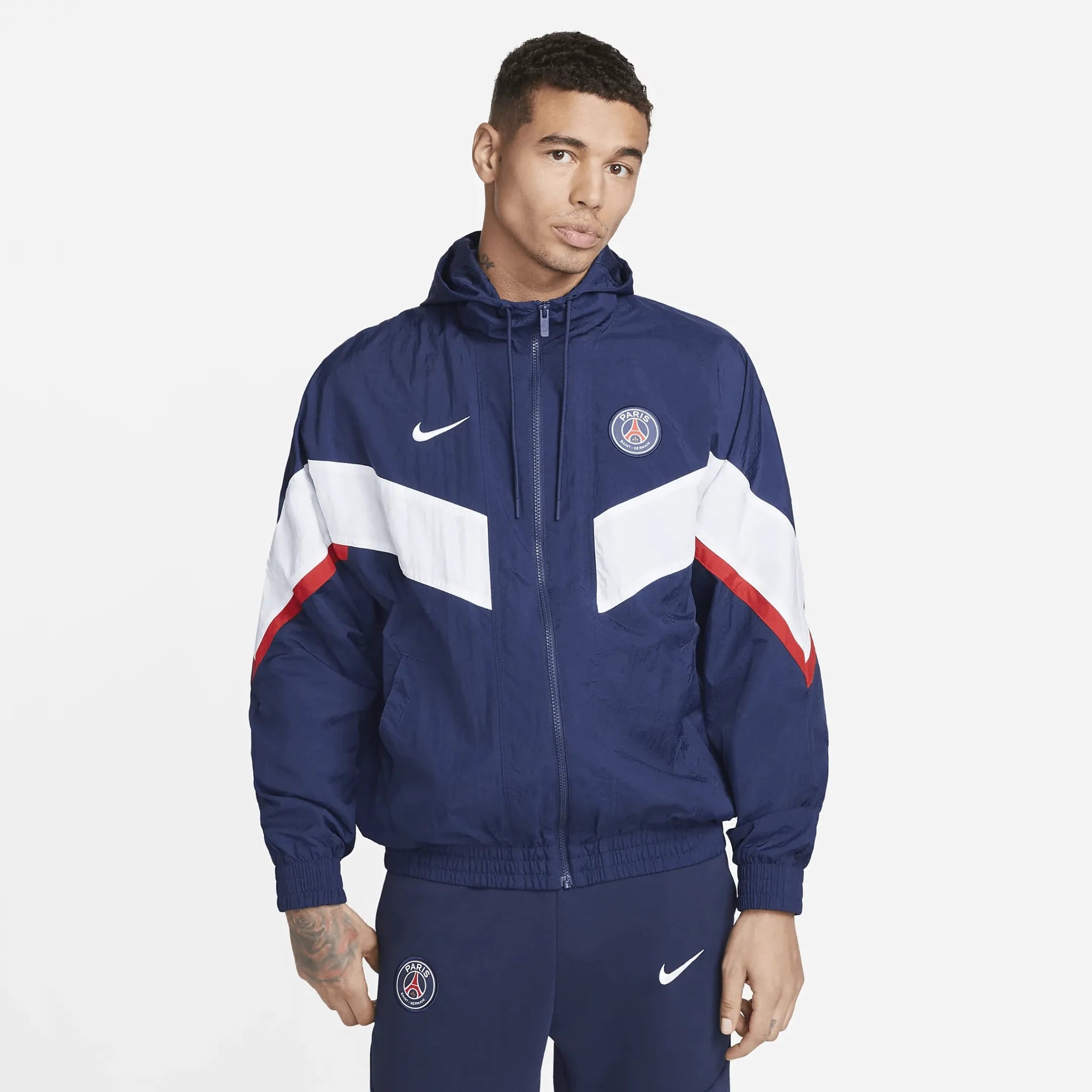 Nike 2022-23 PSG Strike Woven Anthem Jacket - Midnight Navy-White Nike 2022-23 PSG Strike Woven Anthem Jacket - Midnight Navy-White