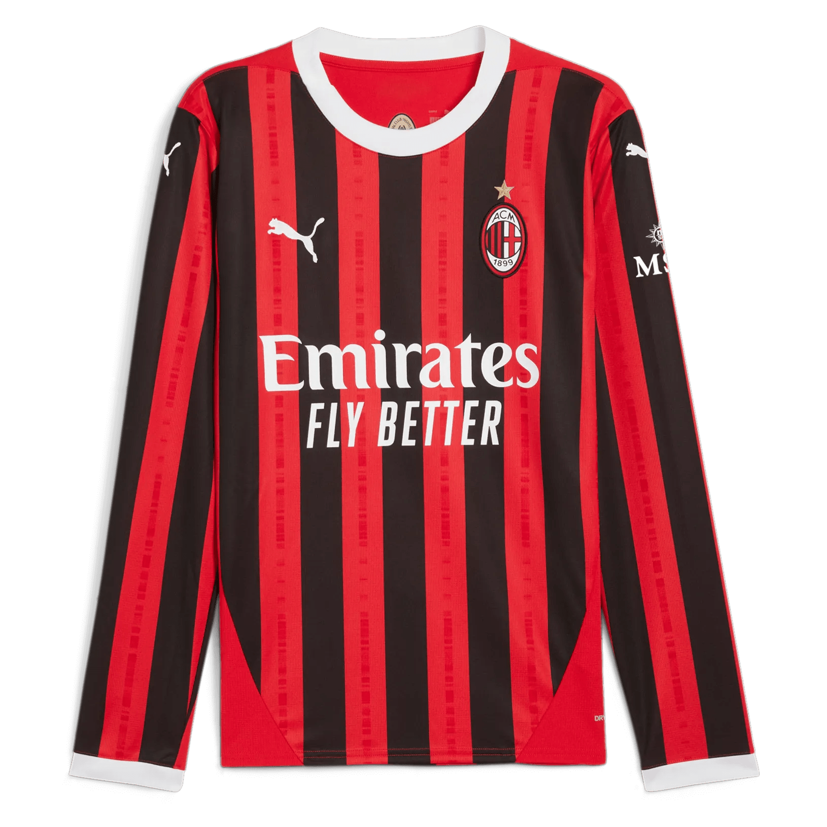 Puma 2024-25 AC Milan Men's Stadium Home Long-Sleeve Soccer Jersey