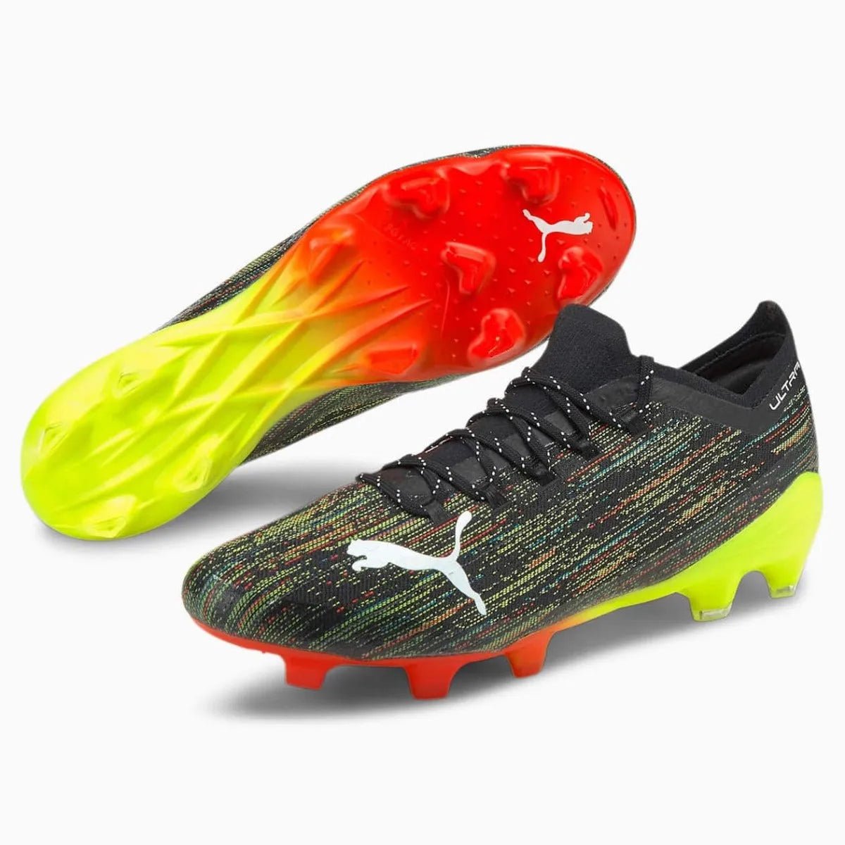 シューズ Puma Ultra1.2 FGAG 27cm Puma Ultra 1.2 FG-AG - Black-White-Yellow Alert Soccer Cleats
