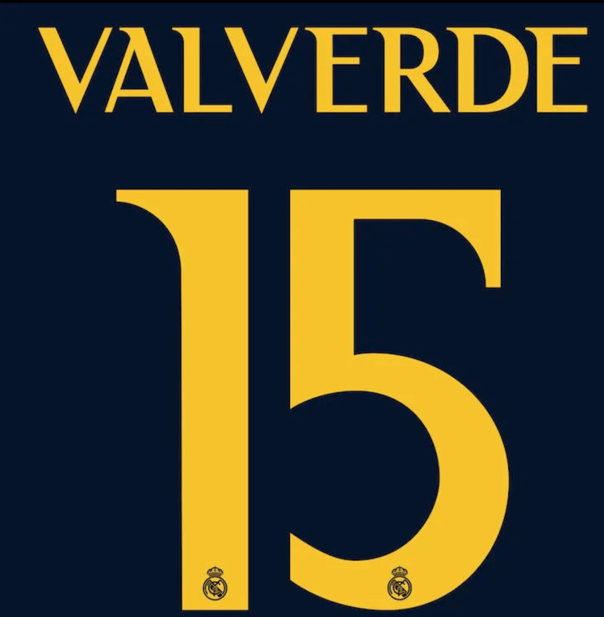Real Madrid 2023/24 Away Valverde #15 Youth Jersey Name Set
