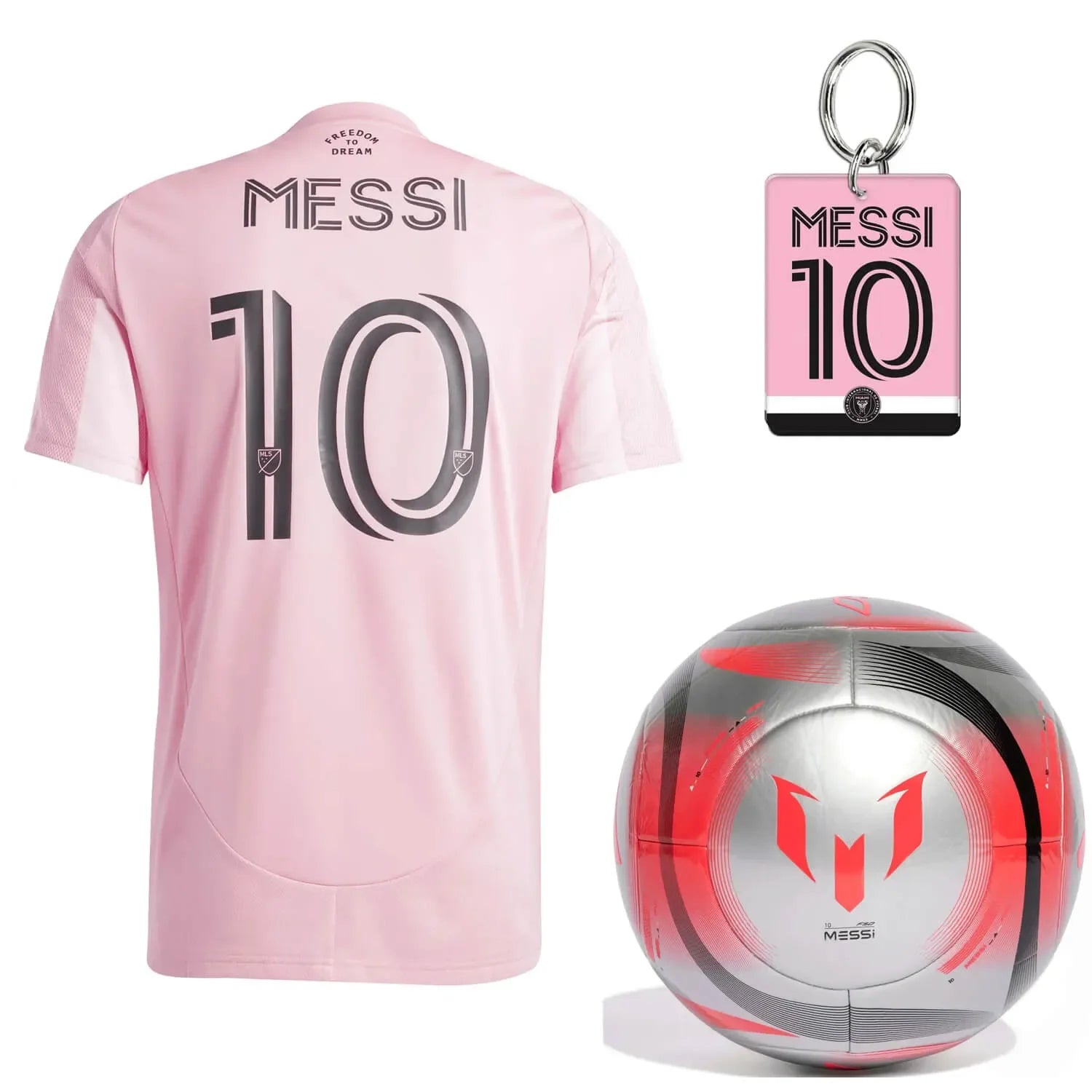 adidas 2025-26 Inter Miami Men's Messi Jersey/Messi Decals/Messi Ball Bundle