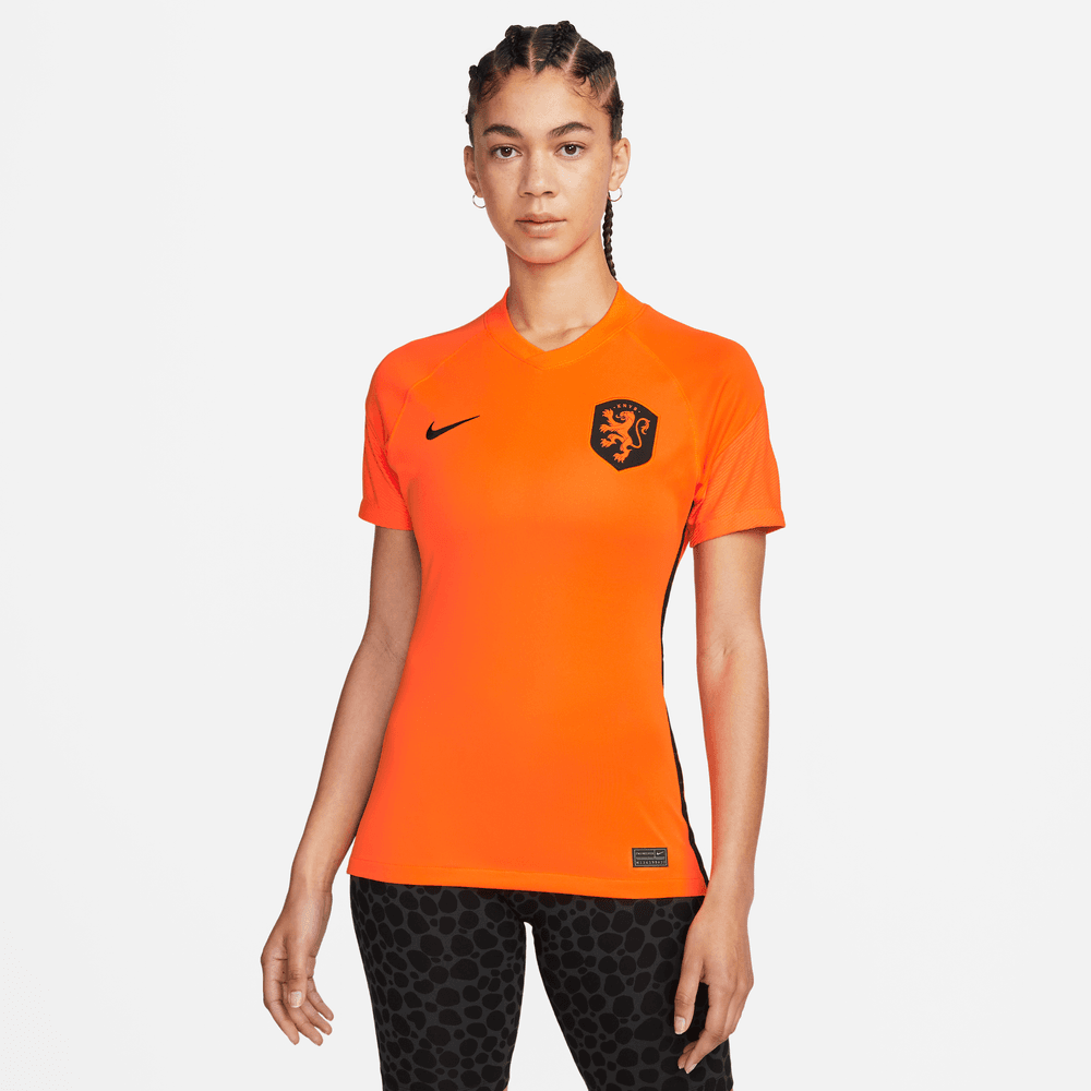 Nike Netherlands Women's EC22 Home Jersey - Total Orange-Black (Model - Front)