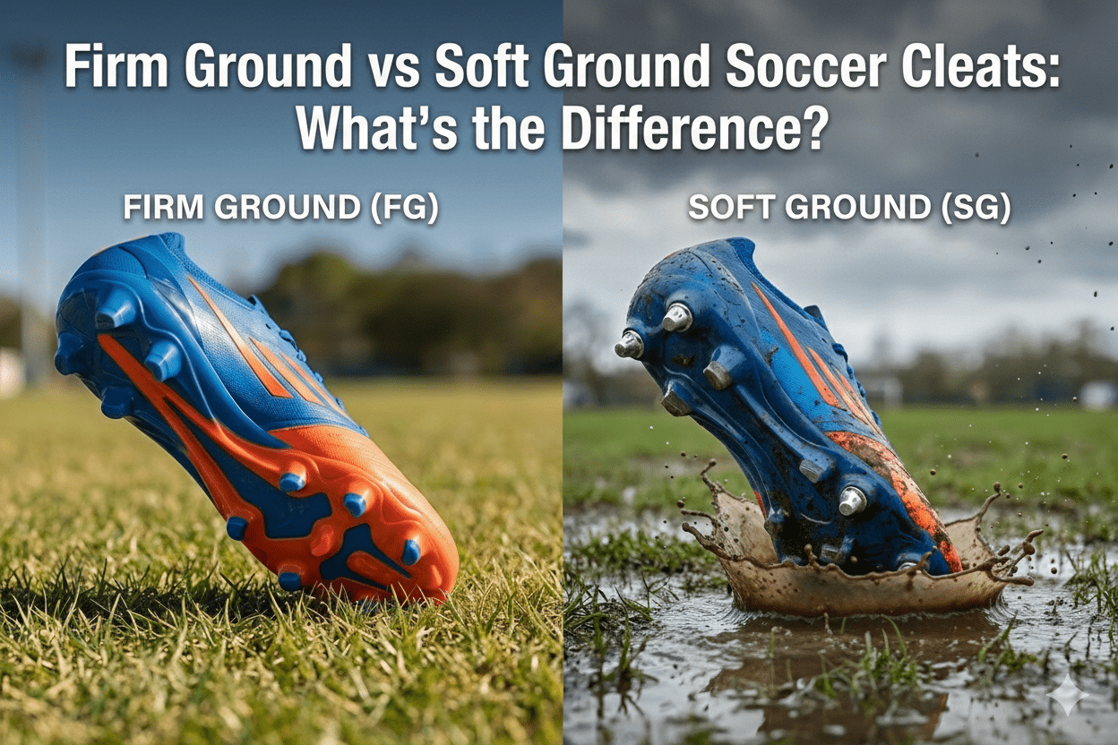 side by side comparison of firm ground and soft ground cleats