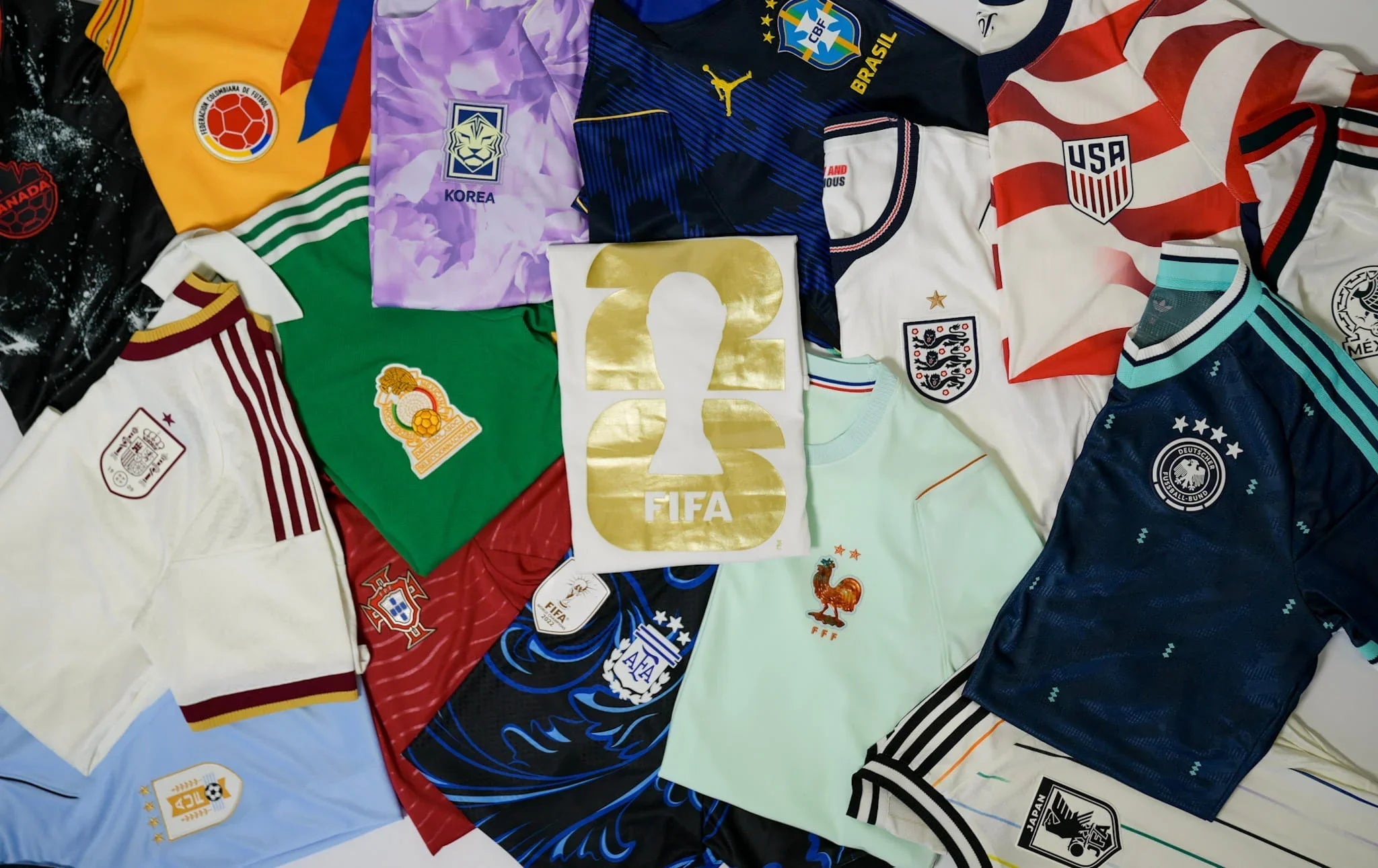 2026 national team soccer apparel on a table