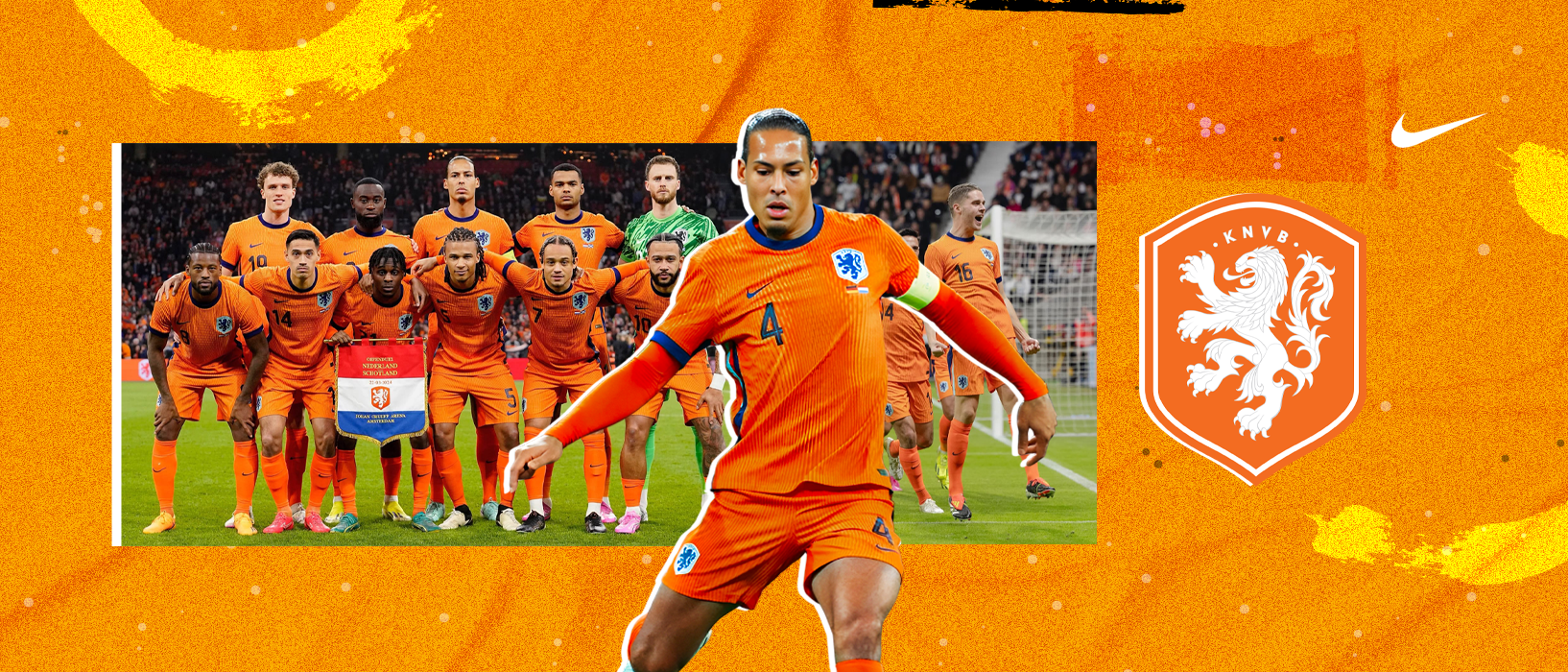 Holland national team collection banner showing Virgil van Dijk and team