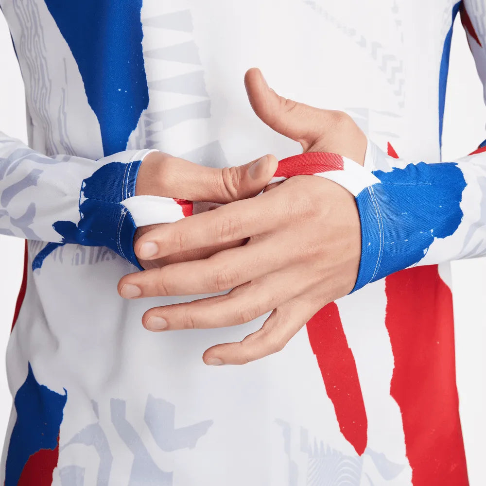 Nike 2022-23 France Long-Sleeve Pre-Match Jersey - White-Royal-Red (Detail 3)