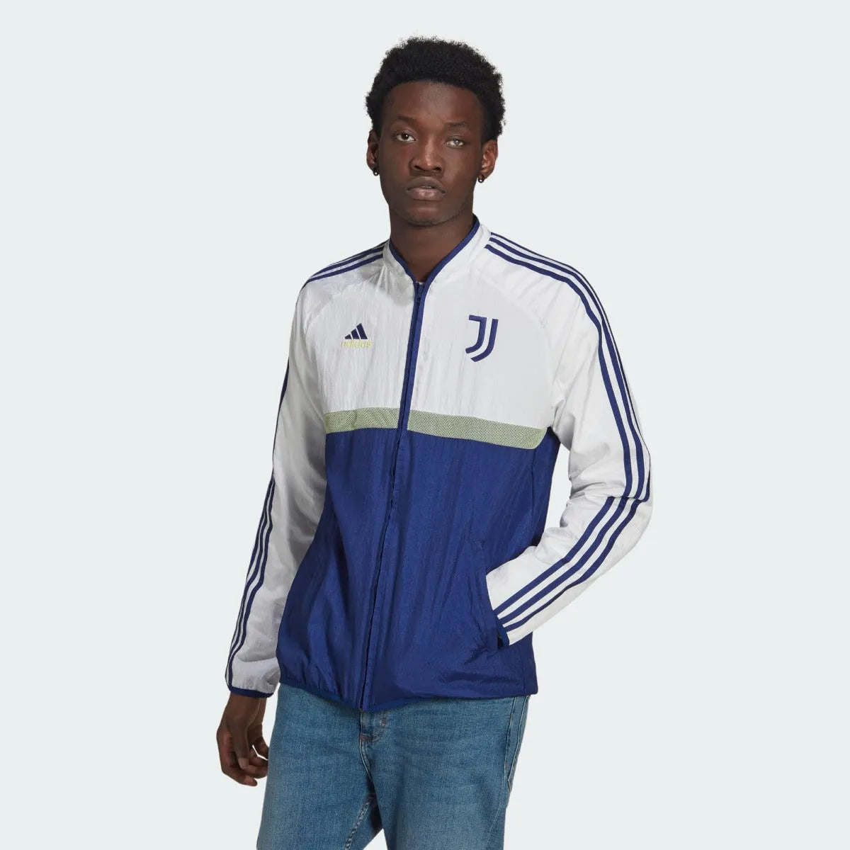 Adidas 2021-22 Juventus Icons Woven Jacket - Victory Blue-White (Model - Front)