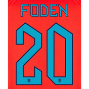 England 2022-23 Away Foden #20 Youth Jersey Name Set (Back)