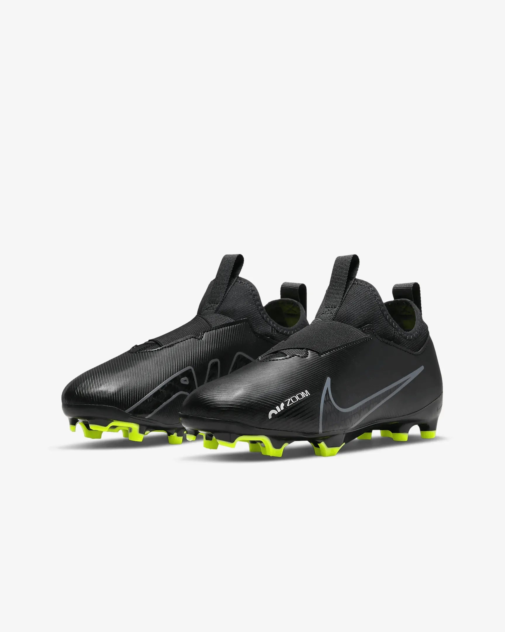 Nike JR Zoom Vapor 15 Academy FG-MG - Black-Smoke Grey (Pair - Diagonal)