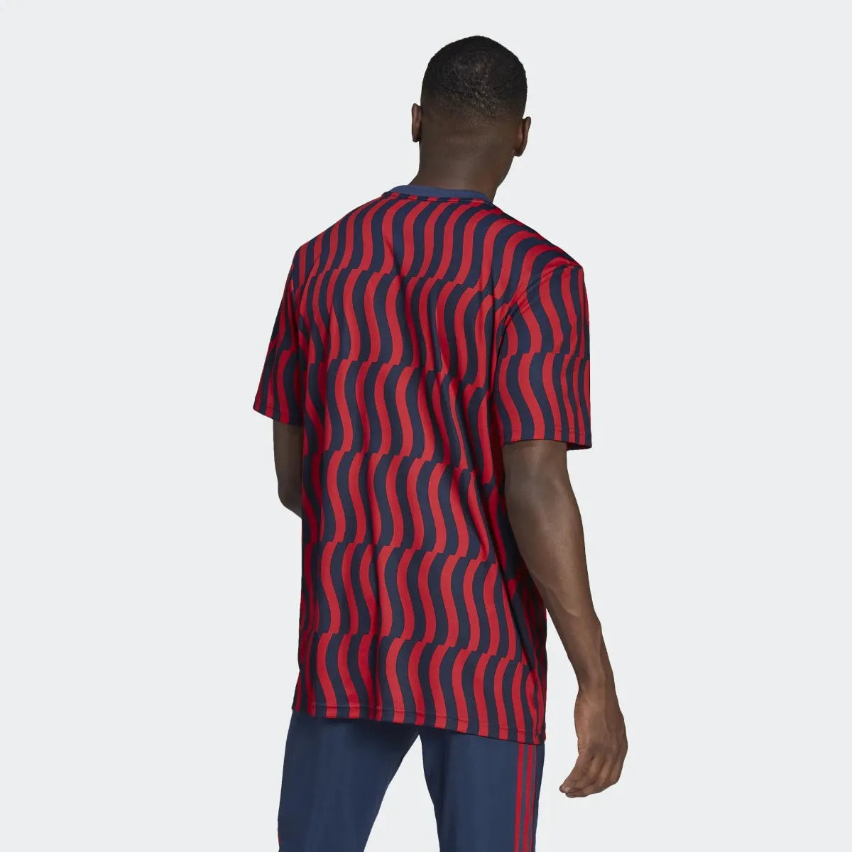 adidas 21-22 Bayern Munich Pre-Match Jersey- Navy-Scarlet (Model - Back)