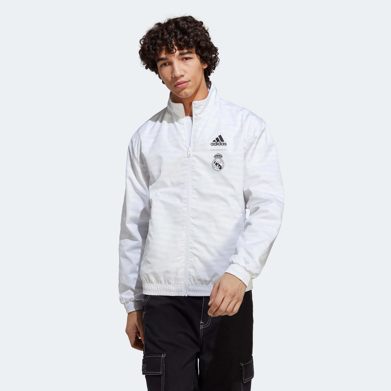 adidas 2023 Real Madrid Reversible Anthem Jacket - White (Model - Front)