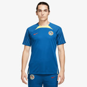Nike 2023-24 Club America Academy Pro Drill Top - Blue-Yellow (Model - Front)