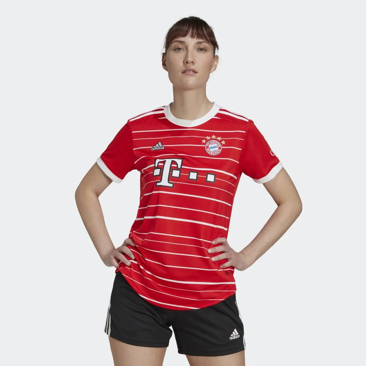 adidas 22-23 Bayern Munich Womens Home - Red-White (Model - Front)