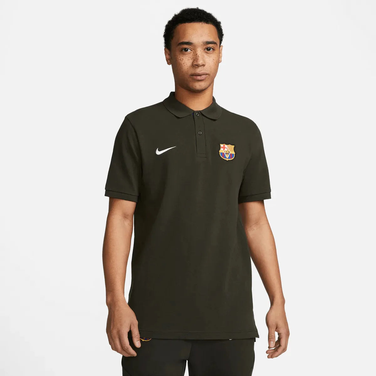 Nike 2023-24 FC Barcelona Polo Shirt - Dark Green (Model - Front)