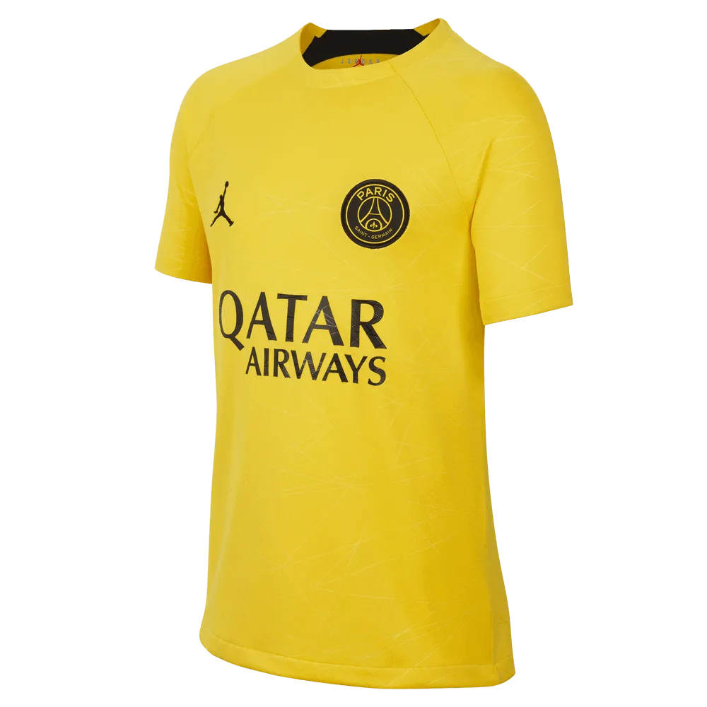 Nike 2022-23 Paris Saint-German Youth Pre-Match Jersey - Yellow - Black (Front)