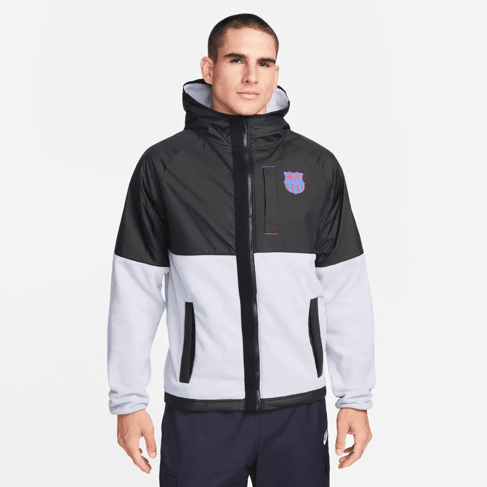 Nike 2022-23 FC Barcelona AWF Full Zip Winter Jacket - Black-Grey (Model - Front)