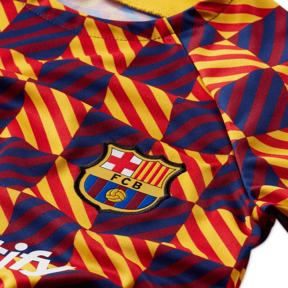 Nike 2022-23 FC Barcelona Youth Pre-Match Shirt - Yellow - Red (Detail 3)