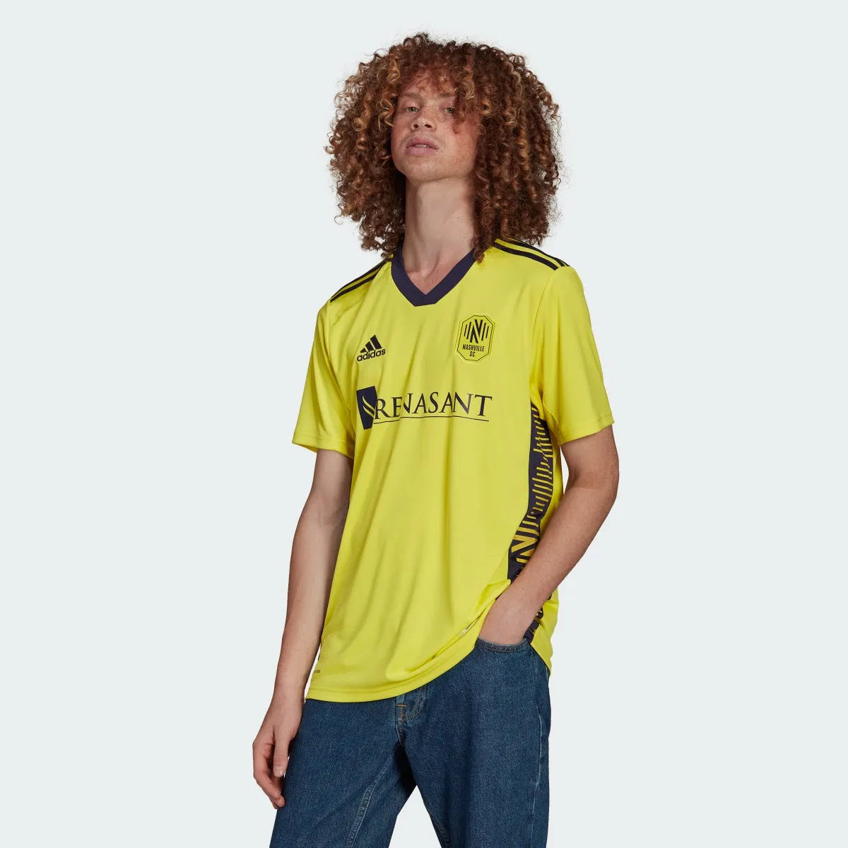 adidas 2022-23 Nashville SC Home Jersey - Yellow-Noble Ink (Model - Front)