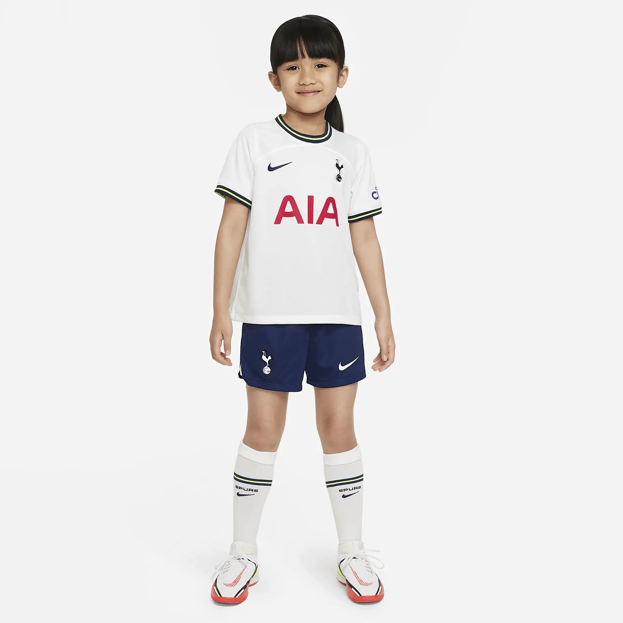 Nike 2022-23 Tottenham Hotspur Home Kids' Mini Kit - White-Binary Blue (Model - Front)