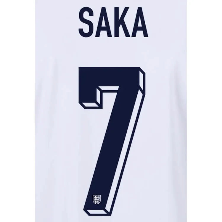 England 2024 25 Home Saka #7 Jersey Name Set (Back)