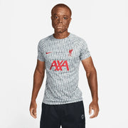Nike 2022-23 Liverpool FC Dri-Fit Pre-Match Top Short-Sleeve - Grey-Red (Model - Front)