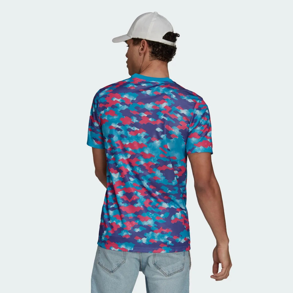 Adidas 2021-22 Real Madrid Pre-Match jersey - Cyan-Pink-Purple (Model - Back)