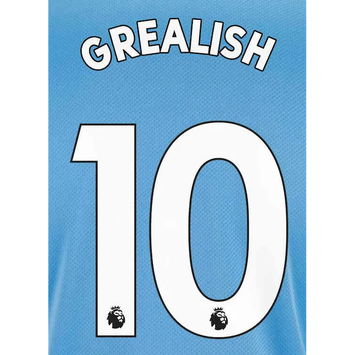 Manchester City 2021-22 Home Grealish #10 Jersey Name Set-White (Main)