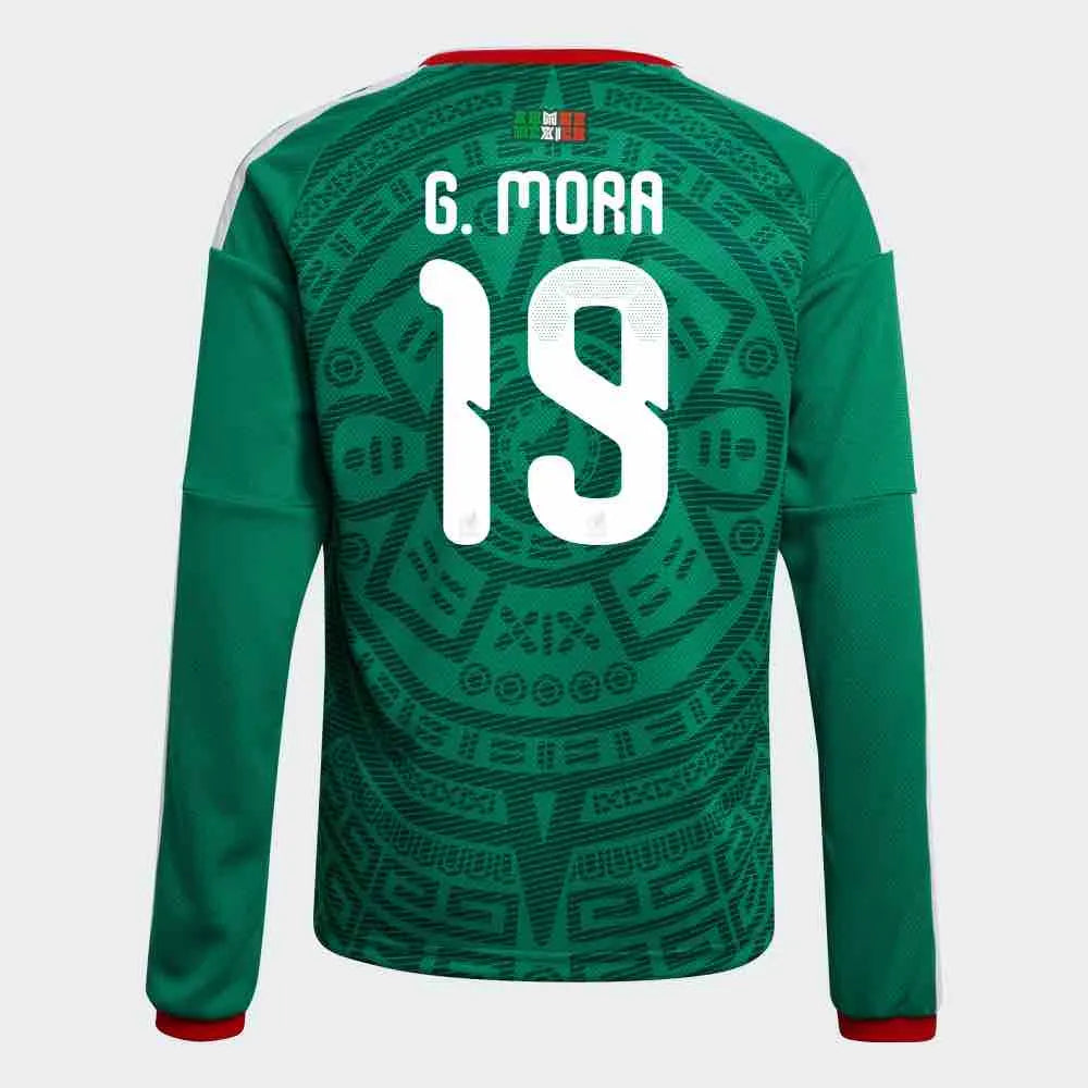 adidas 2026 Mexico Men's Stadium Home Long-Sleeve Soccer Jersey (G. Mora)