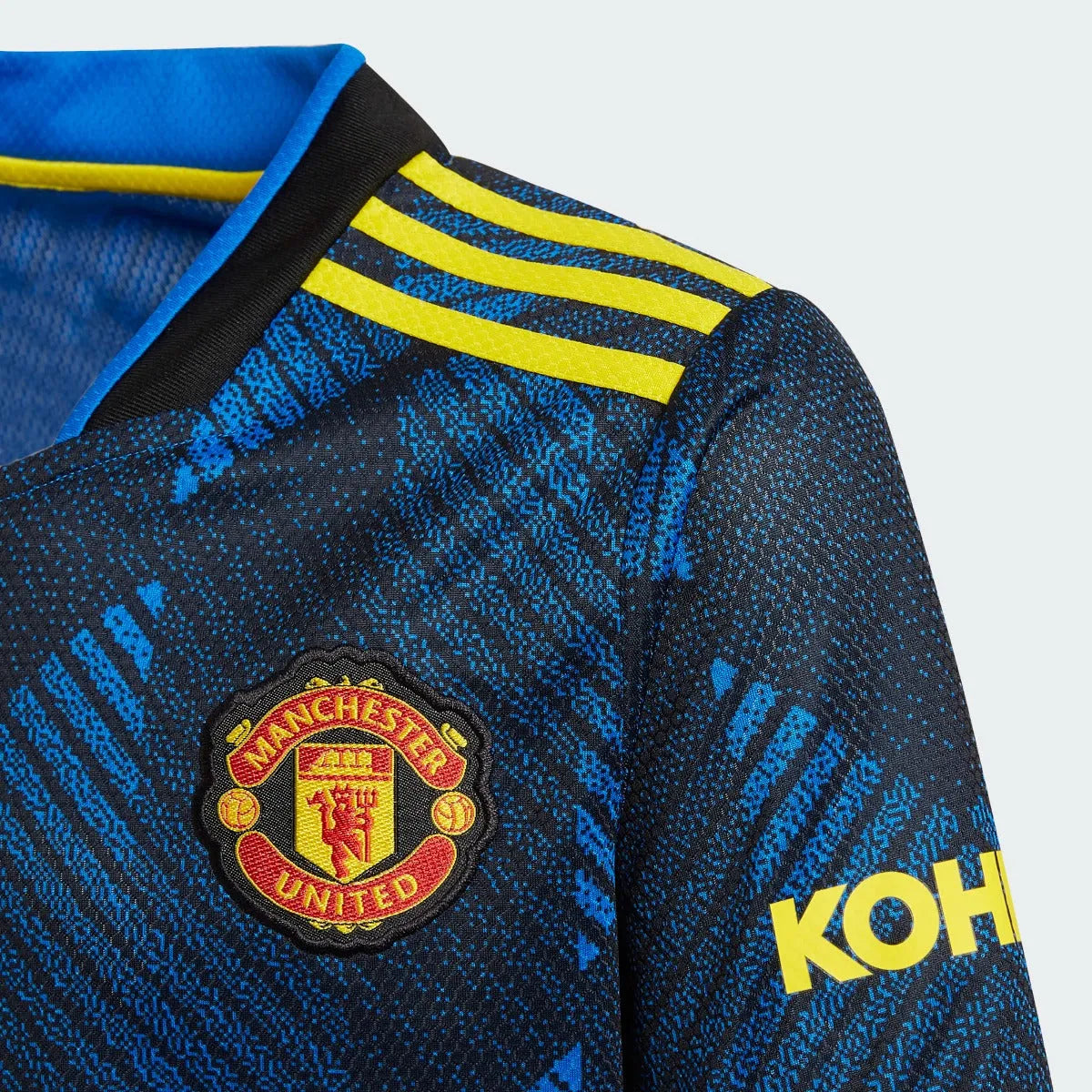 Adidas 2021-22 Manchester United Youth Third Jersey - Glow Blue-Yellow (Detail 1)