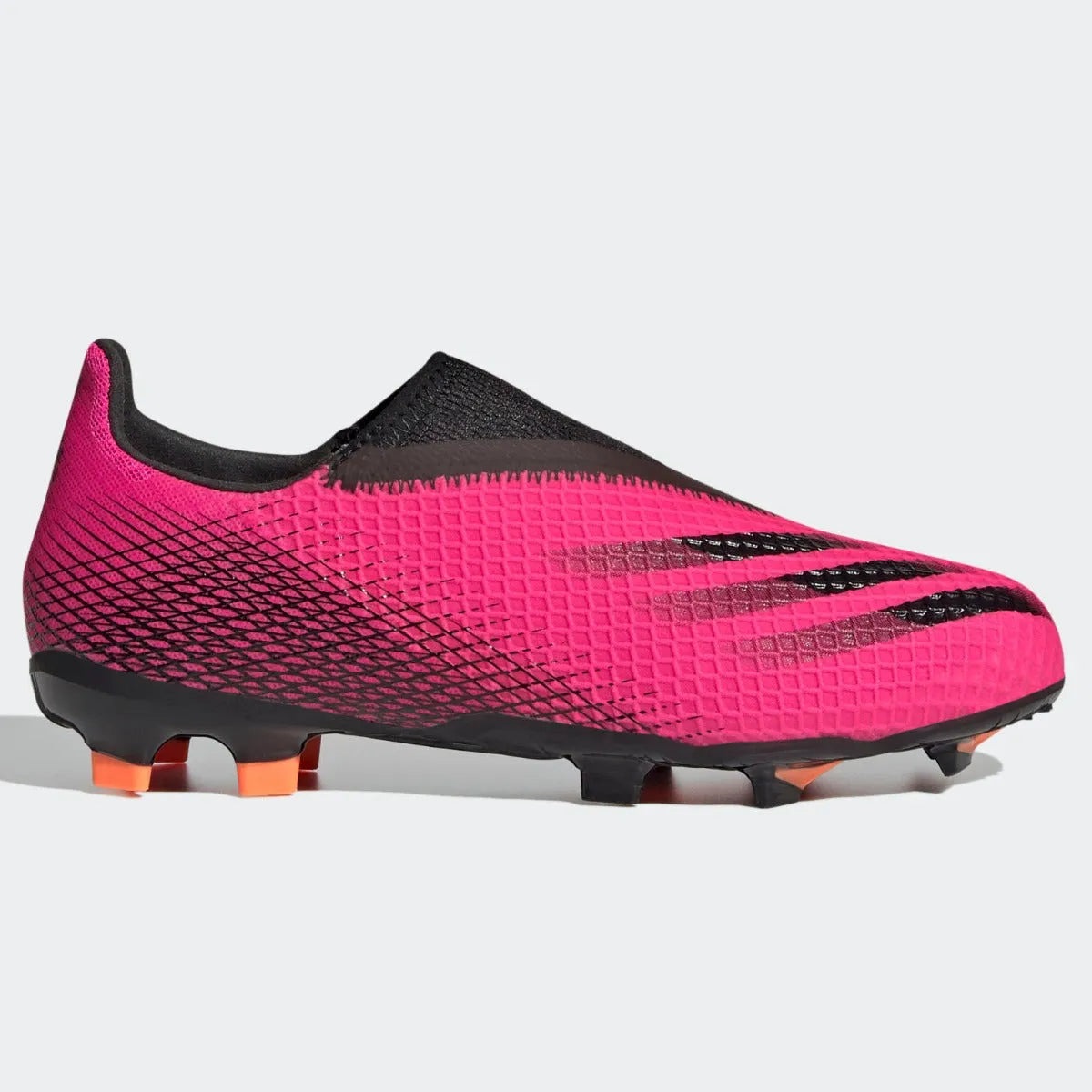 Adidas JR X Ghosted .3 Laceless FG - Pink-Black-Orange (Side 1)