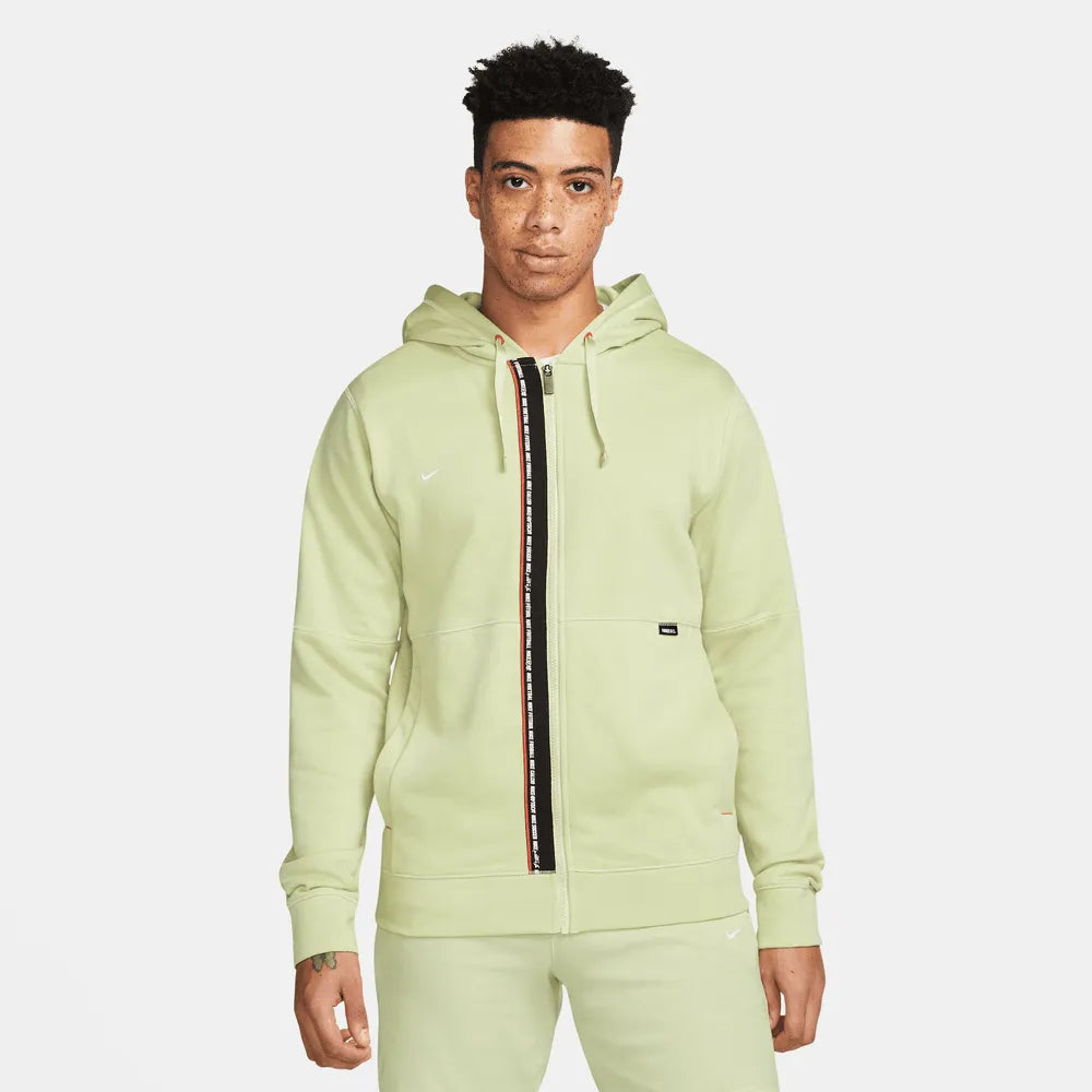 Nike FC 2022 Tribuna Full Zip Fleece Hoodie Olive Aura (Model - Front)