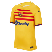 Nike 2023-24 FC Barcelona Youth Fourth Jersey - Yellow-Red (Front)