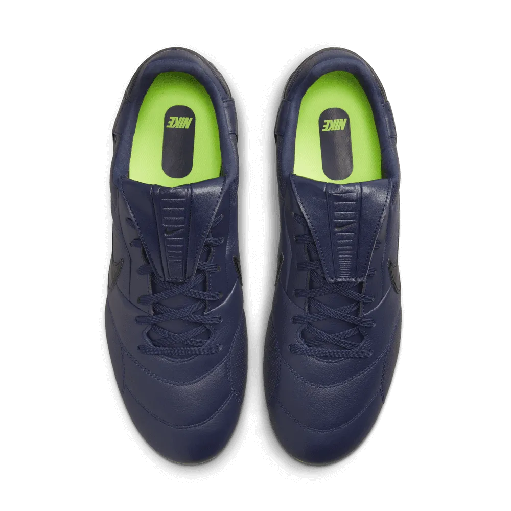 The Nike Premier III FG Blackened Blue Volt Black (Pair - Top)