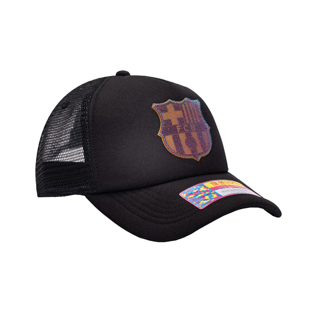 FI Collection Barcelona Shield Trucker Hat - Black (Diagonal 2)