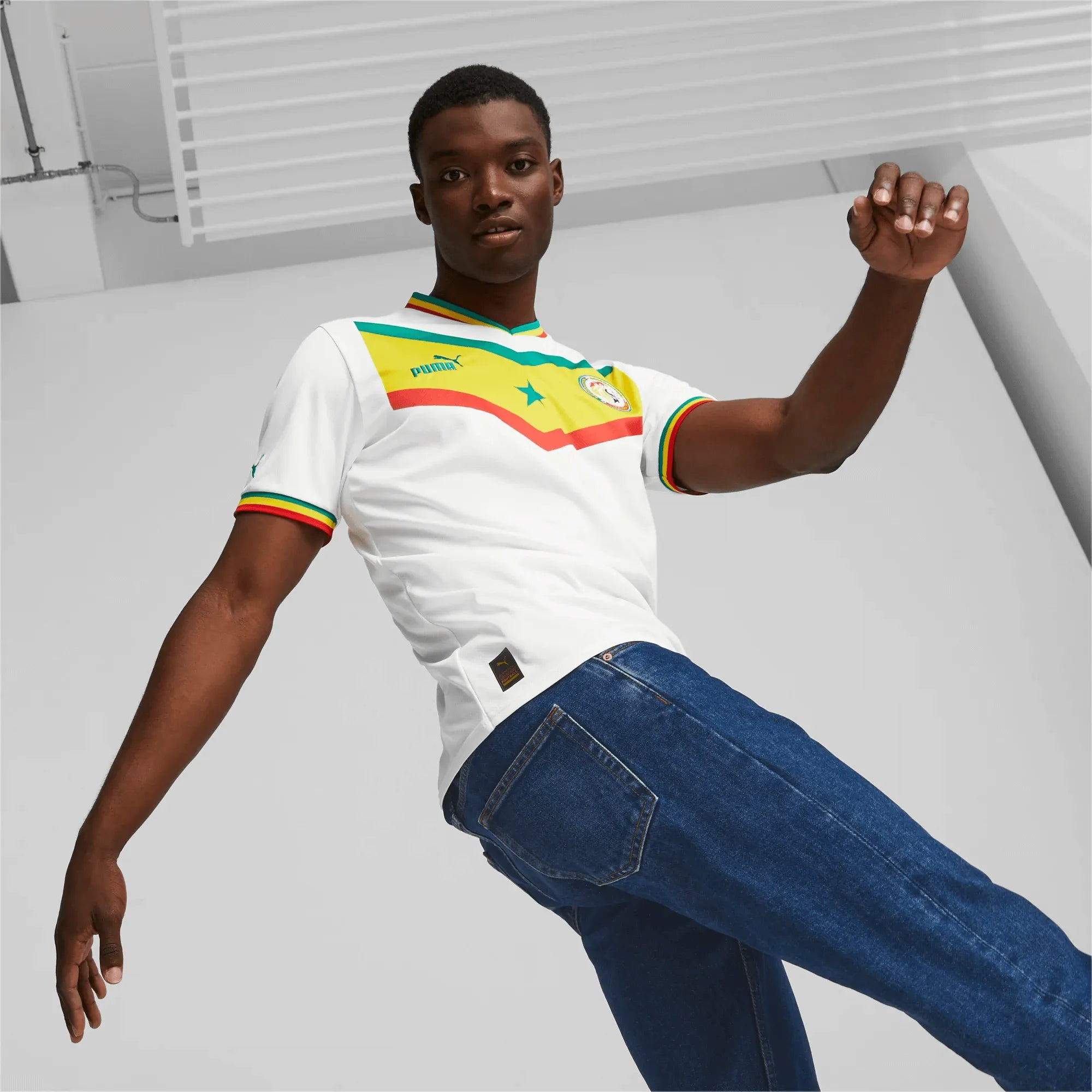 Puma 2022-23 Senegal Home Jersey - White-Yellow (Model - Front)