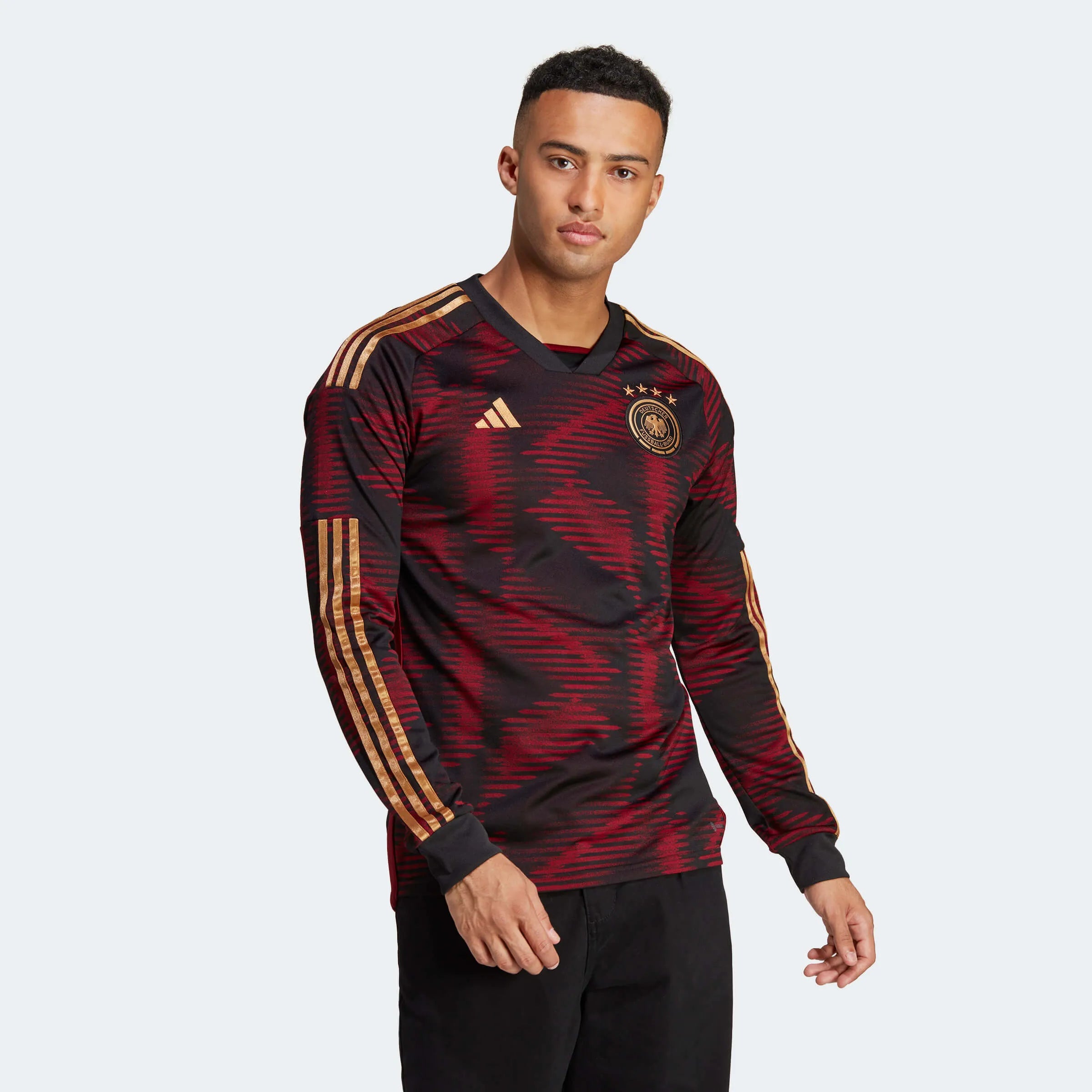  adidas 2022-23 Germany Away Long Sleeve Jersey Black (Model - Front)