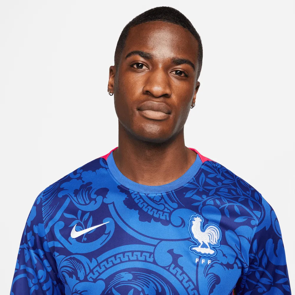 Nike France Women's EC22 (Men's Cut) Home Jersey - Hyper Cobalt-Siren Red (Detail 1)