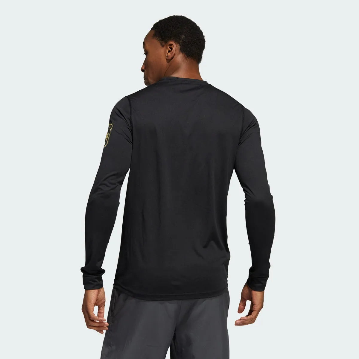 adidas LAFC 2022 Creator Long Sleeve Tee - Black-Gold (Model - Back)