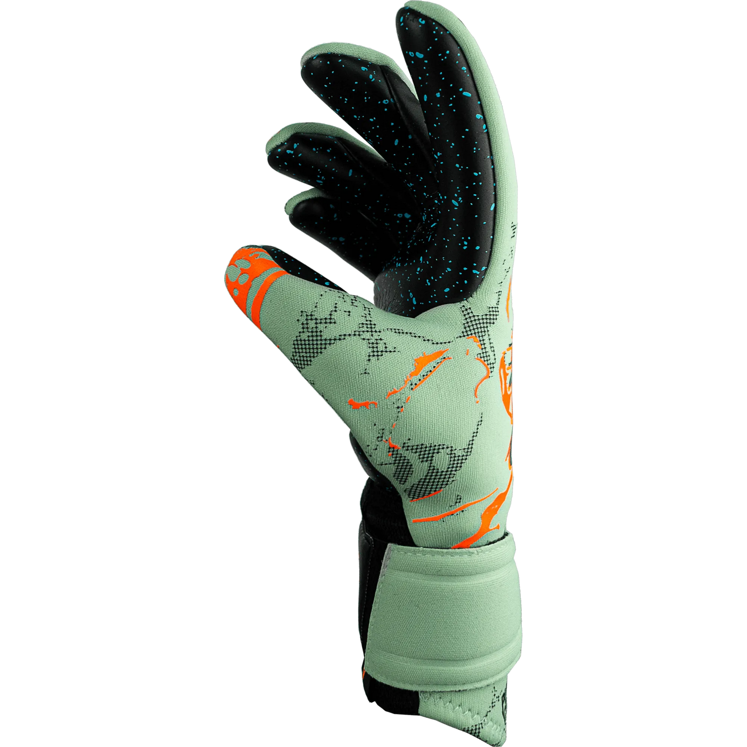 Reusch Pure Contact Fusion Goalkeeper Gloves - Shark Green-Shocking Orange-Black (Single - Side)