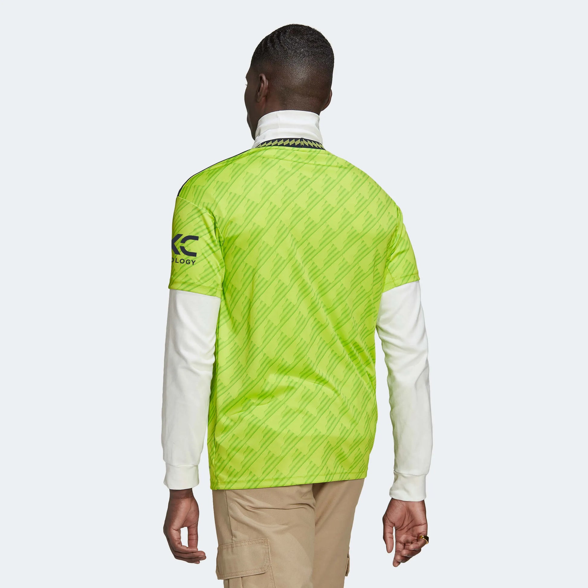 adidas 2022-23 Manchester United Third Jersey - Solar Slime (Model - Back)