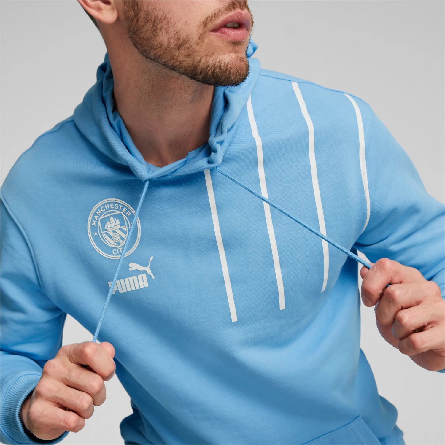 Puma 2022-23 Manchester City FtblCulture Hoody - Light Blue-White (Detail 1)