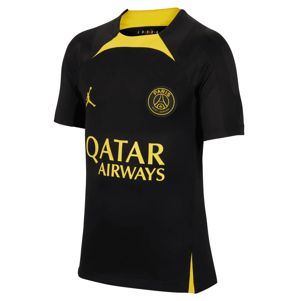 Jordan 2022-23 Youth PSG DF Knit Strike Top - Black - Yellow (Front)