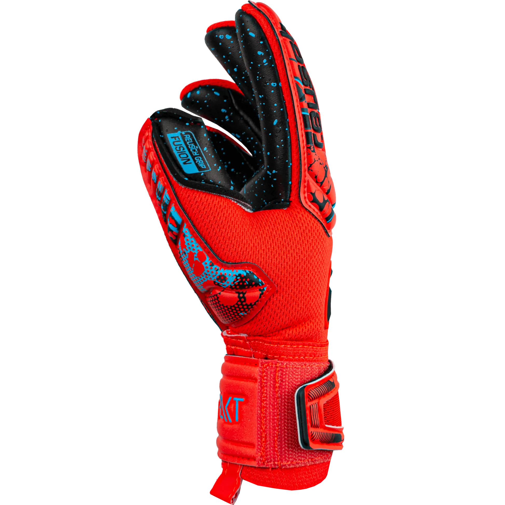 Reusch JR Attrakt Fusion FS Guardian Goalkeeper Gloves - Bright Red-Blue-Black (Single - Side)