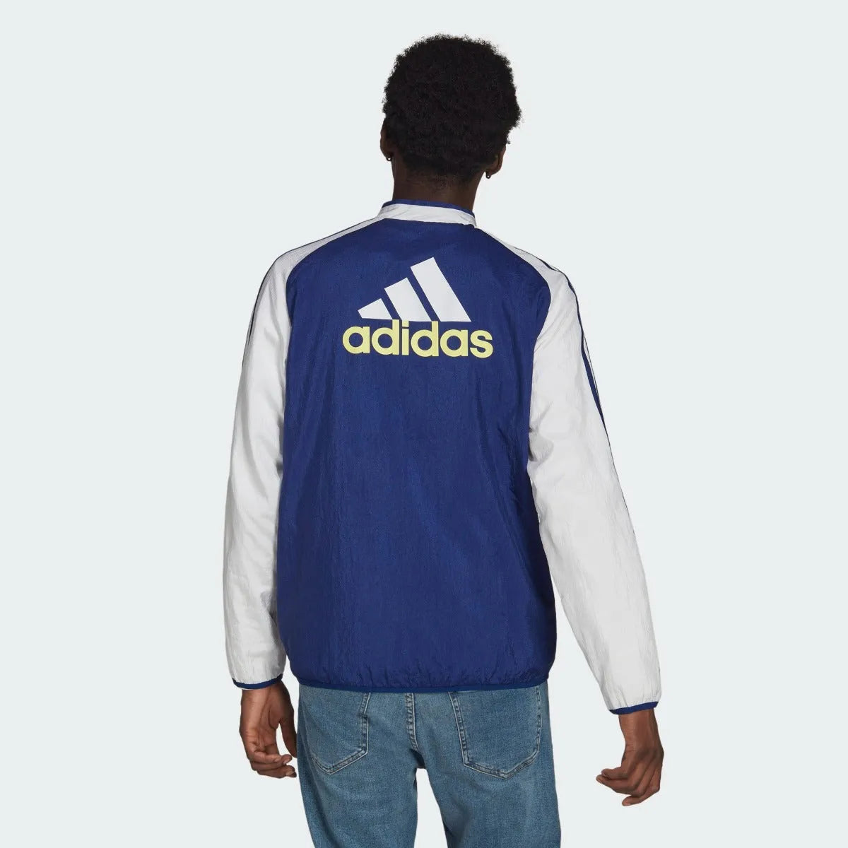 Adidas 2021-22 Juventus Icons Woven Jacket - Victory Blue-White (Model - Back)
