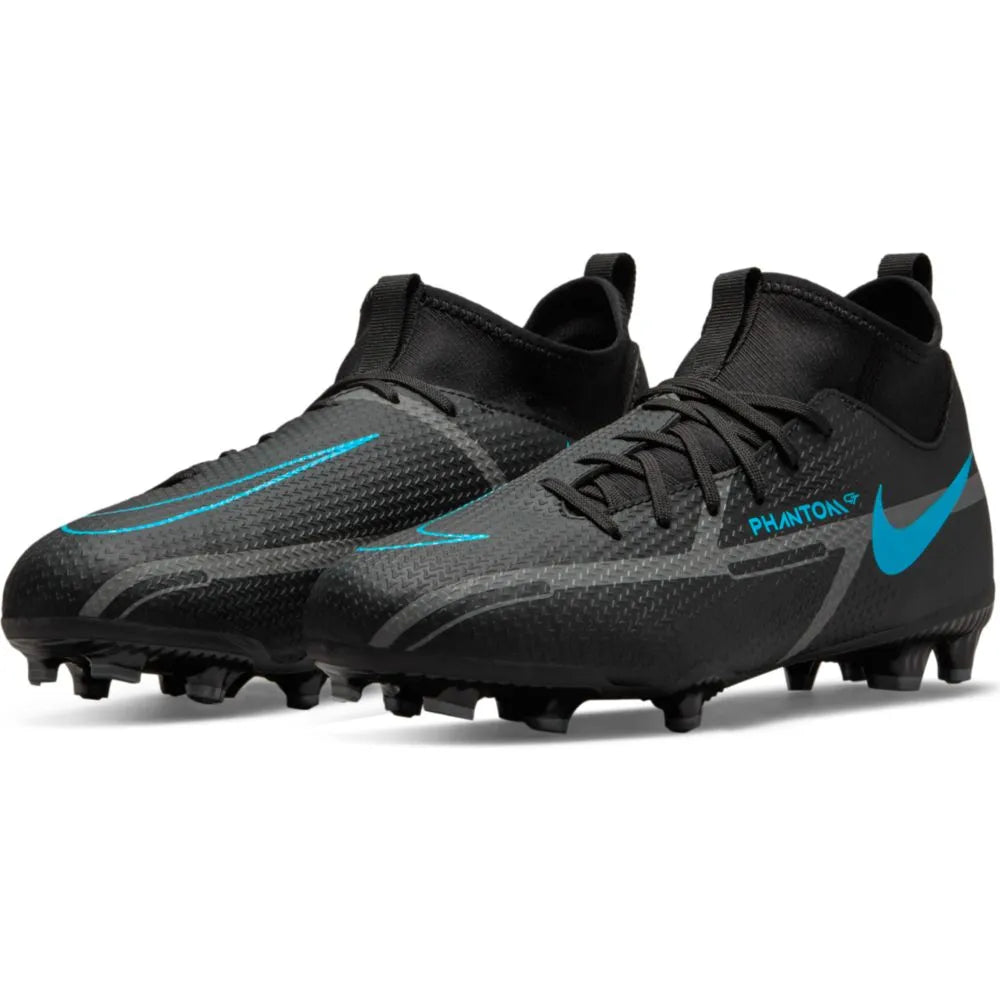 Nike JR Phantom GT2 Academy DF FG-MG - Black-Blue (Pair - Diagonal)