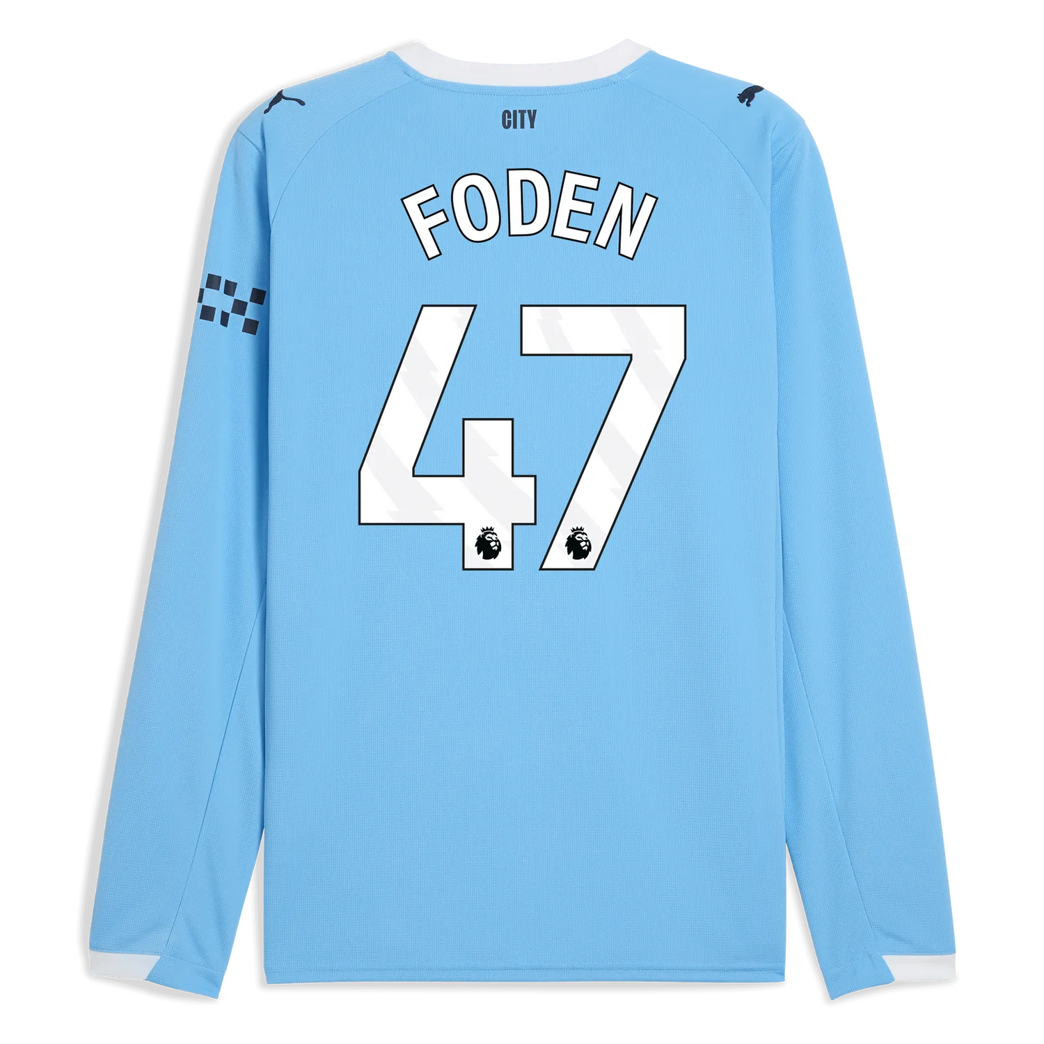 Puma 2025-26 Manchester City Men's Stadium Home Long-Sleeve Soccer Jersey
