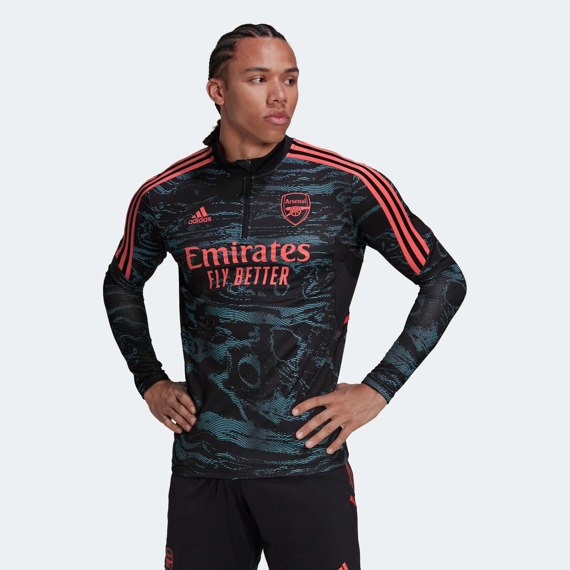 adidas 2022-23 Arsenal Training Top - Blue-Black (Model - Front)