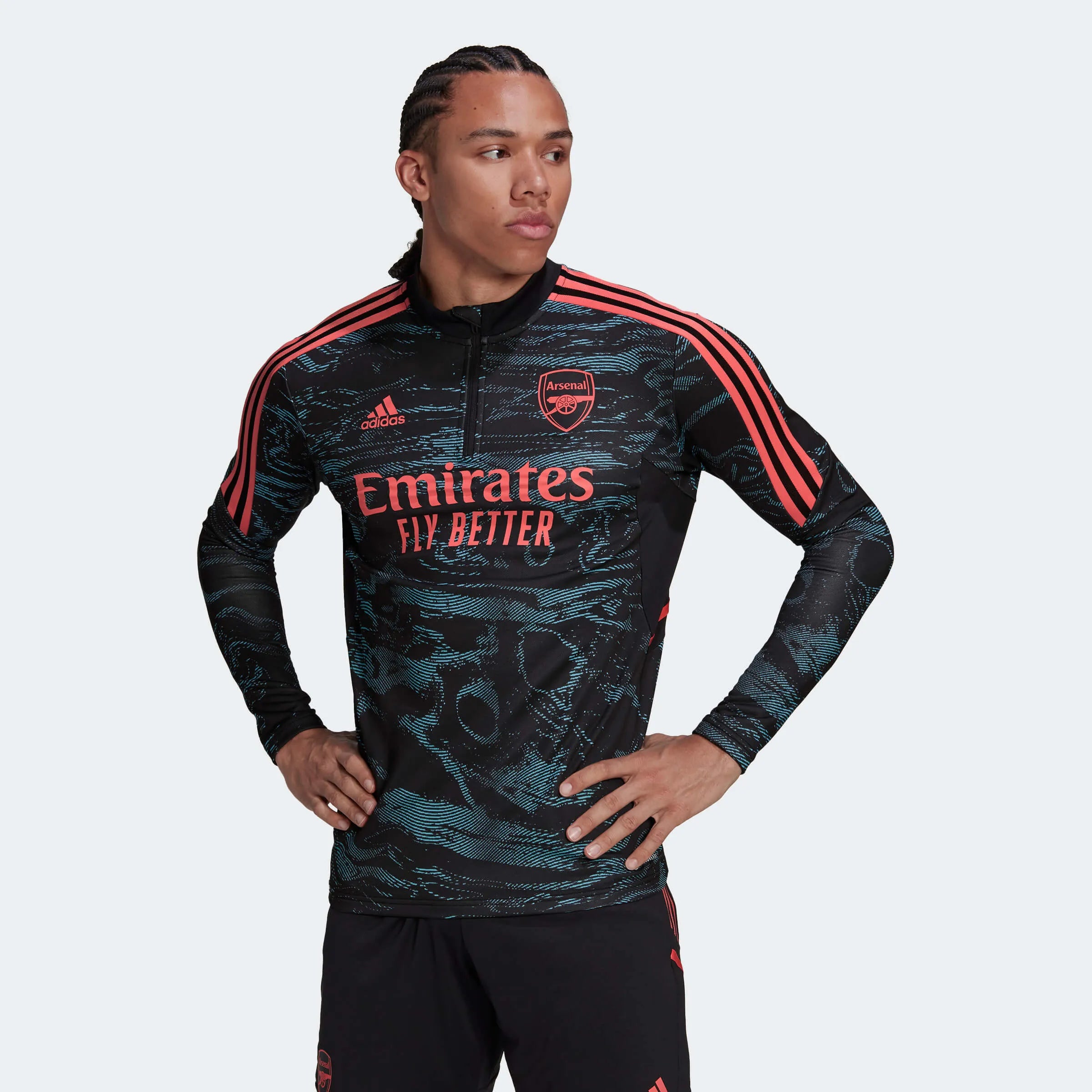 adidas 2022-23 Arsenal Training Top - Blue-Black (Model - Front)